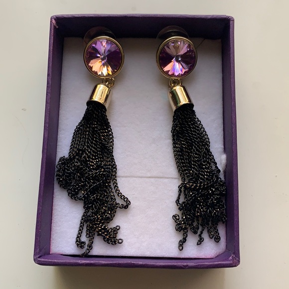 NWT Iridescent purple & black accent earrings - Picture 1 of 3